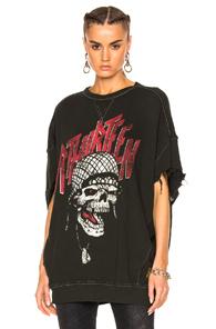 R13 Rthirteen Cut-off Crewneck In Black,gray