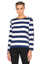 M.i.h Jeans Button Sleeve Breton Top In Stripes
