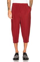 Issey Miyake Homme Plisse Cropped Trousers In Red