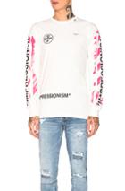 Off-white Diagonal Stencil Longsleeve Tee In Pink,white