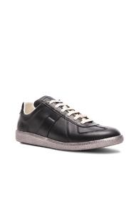 Maison Margiela Leather Replica Sneakers In Black