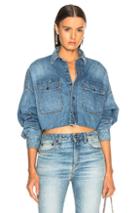 R13 Cropped Shirt In Blue