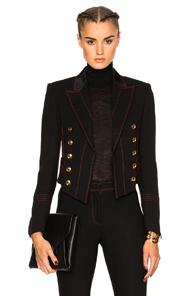 Burberry Prorsum Luggage Stitch Military Jacket In Black