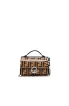 Fendi Double Micro Logo Print Baguette In Black,brown