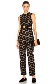 Self-portrait Cutwork Embroidered Jumpsuit In Black