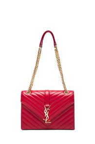 Saint Laurent Medium Monogramme Chain Bag In Red