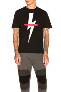 Neil Barrett Crossed Out Bolt Tee In Black In Black