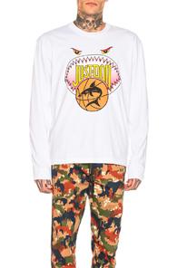 Just Don Shark Mouth Long Sleeve Graphic Tee In White