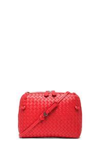Bottega Veneta Intrecciato Nappa Cross Body Bag In Red