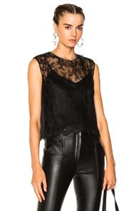 Alexander Wang Chain Trim Lace Top In Black