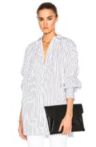 Tome Oversized Gather Shirt In White,stripes