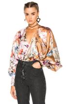 Fausto Puglisi Print Wrap Top In Floral,neutrals,pink