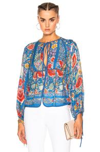 Roberto Cavalli Printed Woven Blouse In Blue,floral