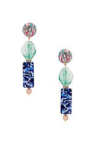Lele Sadoughi Stacked Stone Earrings In Green,blue