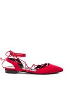 Saint Laurent Paris Suede Ballerina Flats In Red