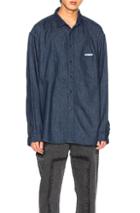 Vetements Oversized Inside Out Denim Shirt In Denim Dark