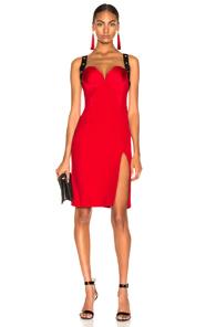 Versace Crossback Bustier Midi Dress In Black,red