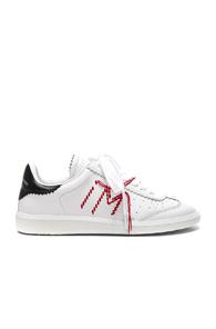 Isabel Marant Leather Bryce Contrast Stitched Sneakers In White