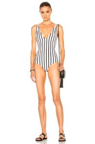 Tori Praver Swimwear Elena Swimsuit In White,stripes
