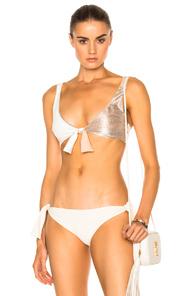 Sand & Blue Uni Bikini Top In White,metallics,neutrals