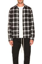 Rick Owens Cotton Plaid Outershirt In Black,plaid