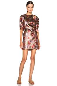 Isabel Marant Wensley Firework Dress In Metallics,abstract,pink,red