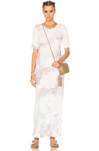 Raquel Allegra Short Sleeve Maxi Dress In White,ombre & Tie Dye