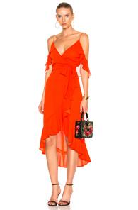 Nicholas Georgette Wrap Dress In Red