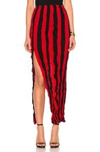 Juan Carlos Obando Crushed Ankle Length Skirt In Red,stripes