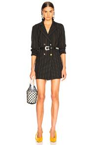 Staud Roxy Dress In Black,stripes