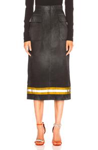 Calvin Klein 205w39nyc Coated Cotton Gabardine Midi Skirt In Black