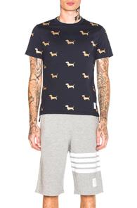 Thom Browne Embroidered Hector Tee In Abstract,blue