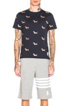 Thom Browne Embroidered Hector Tee In Abstract,blue