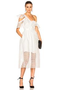 Self-portrait Lace Frill Midi Dress In White