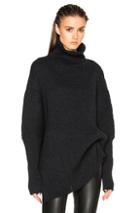 Ann Demeulemeester Wool Turtleneck Asymmetric Sweater In Black