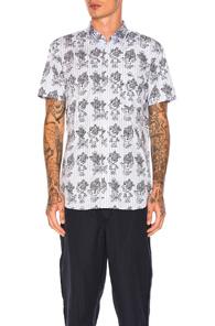 Comme Des Garcons Shirt Yarn Dyed Cotton Stripe Printed Shirt In Blue,stripes,abstract