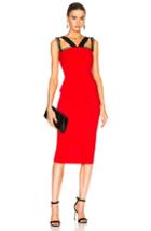 Roland Mouret Malton Double Wool Crepe & Embroidered Lace Trim Dress In Red