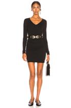 Enza Costa Cashmere Long Sleeve V Side Ruched Mini Dress In Black