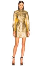 Calvin Klein 205w39nyc Metallic Leather Western Shirt Dress In Metallics