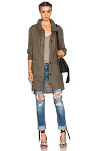 James Perse Lightweight Linen Parka Jacket In Green