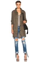 James Perse Lightweight Linen Parka Jacket In Green
