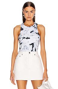 Proenza Schouler Pswl Tie Dye Rib Tank Top In Black,ombre & Tie Dye,white