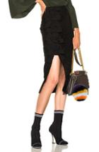 Fendi Bow Detail Slit Pencil Skirt In Black
