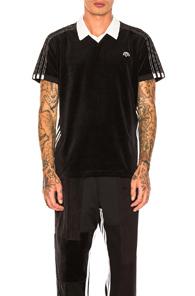 Adidas By Alexander Wang Velour Polo In Black