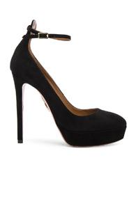 Aquazzura Suede Taylor Plateau Heels In Black