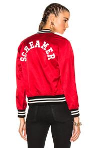 R13 Unlined Raglan Screamer Jacket In Red,stripes