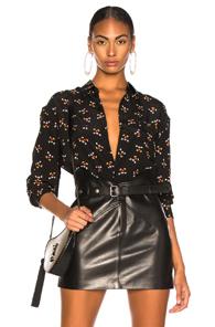Saint Laurent Mickey Mouse Print Shirt In Black