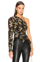 Nicholas One Shoulder Drape Top In Black,floral