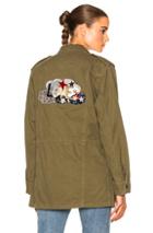 Saint Laurent Love Patch Parka In Green