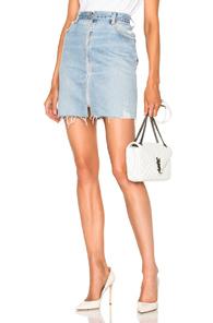 Re/done Denim Pencil Skirt In Blue